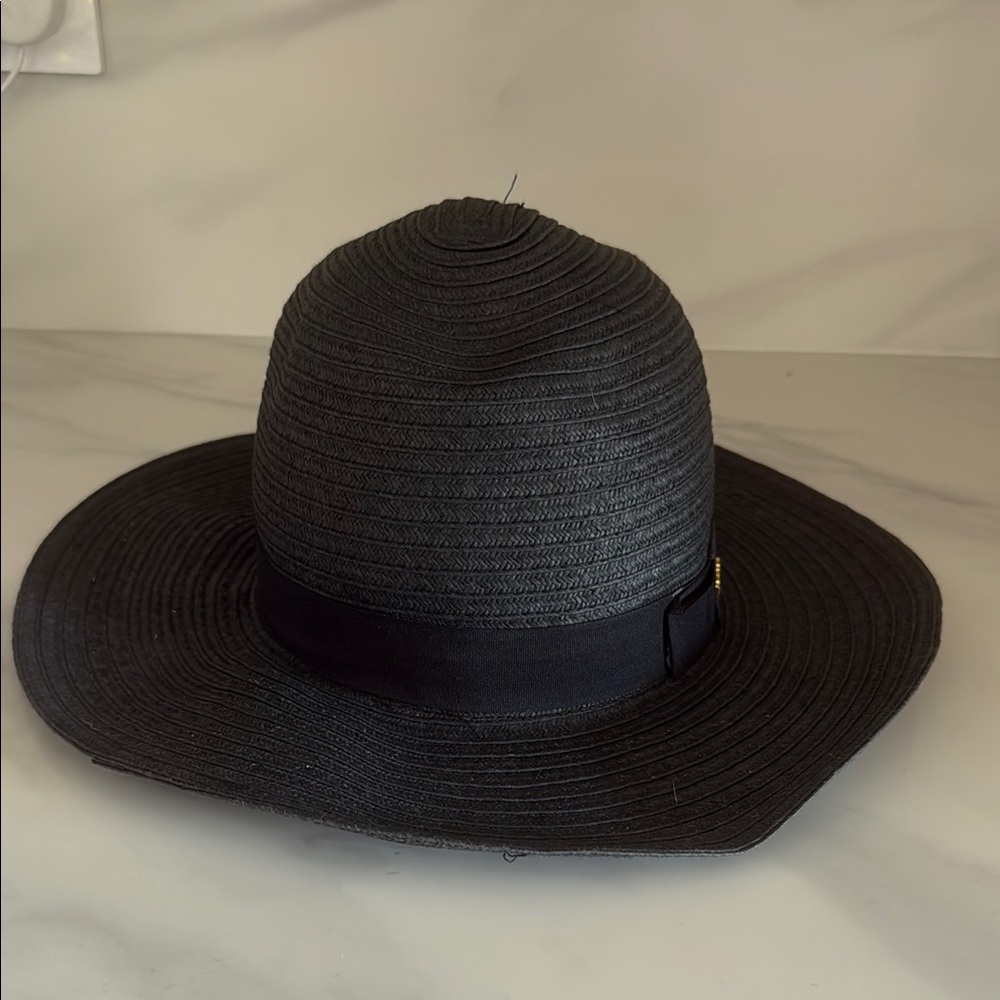 Bebe Black Structured Hat with Ribbon Band